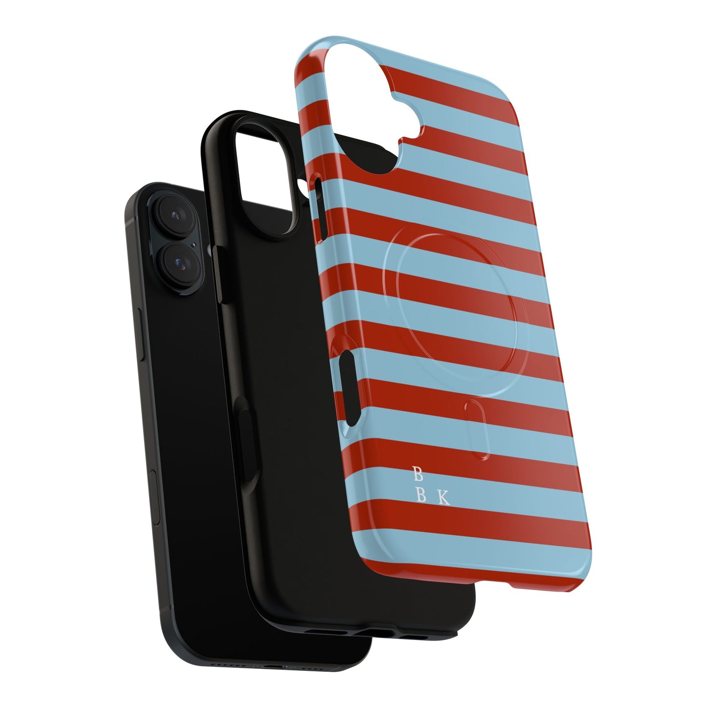 Striped Tough Magnetic Phone Case — Retro Red & Sky Blue
