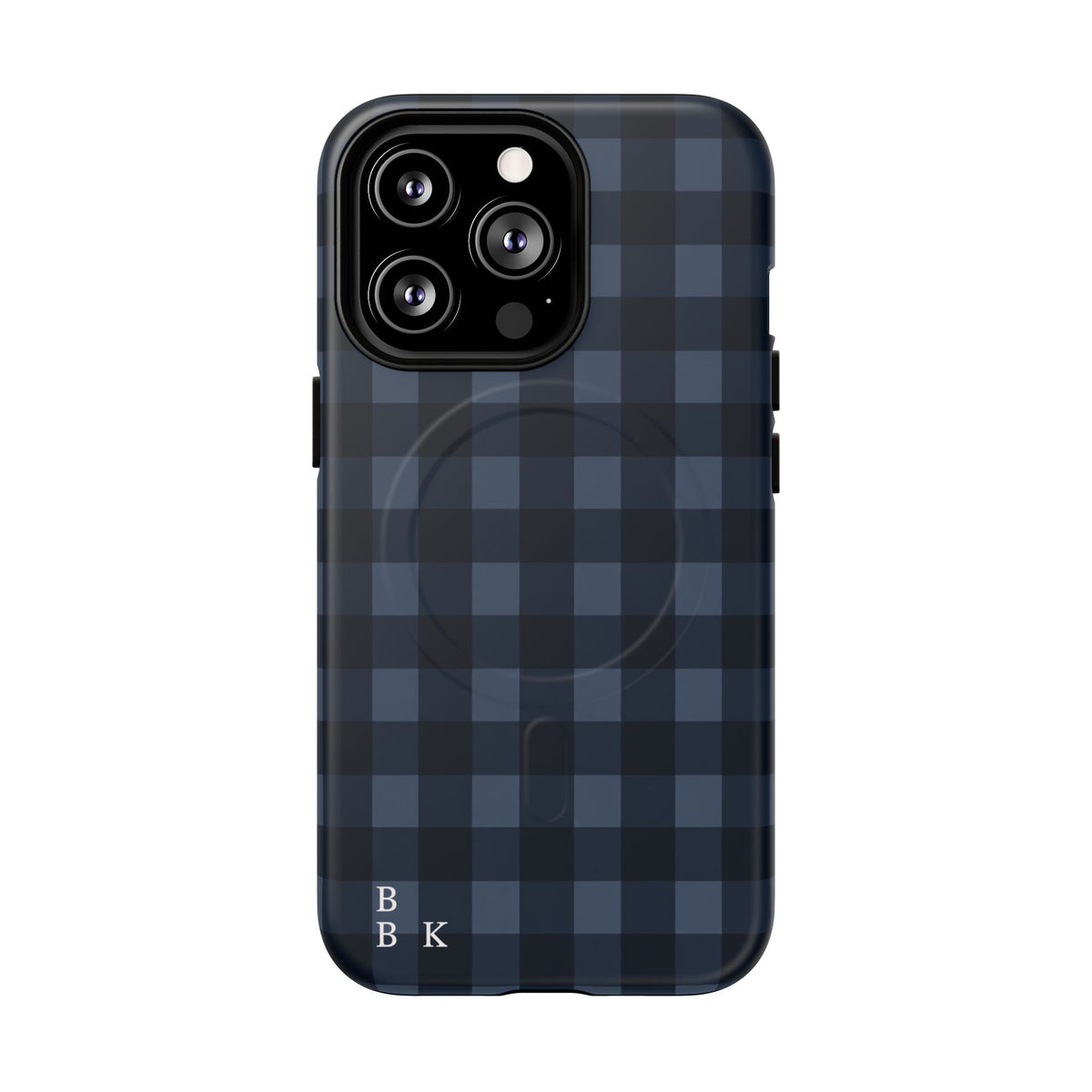 Plaid Magnetic Phone Case — Navy Buffalo Check Tough MagSafe-Compatible Case