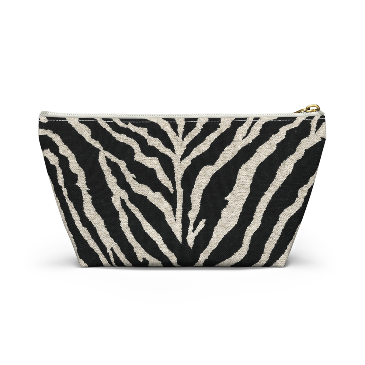 Zebra Print Accessory Pouch — Monogram Cosmetic Bag with T-Bottom