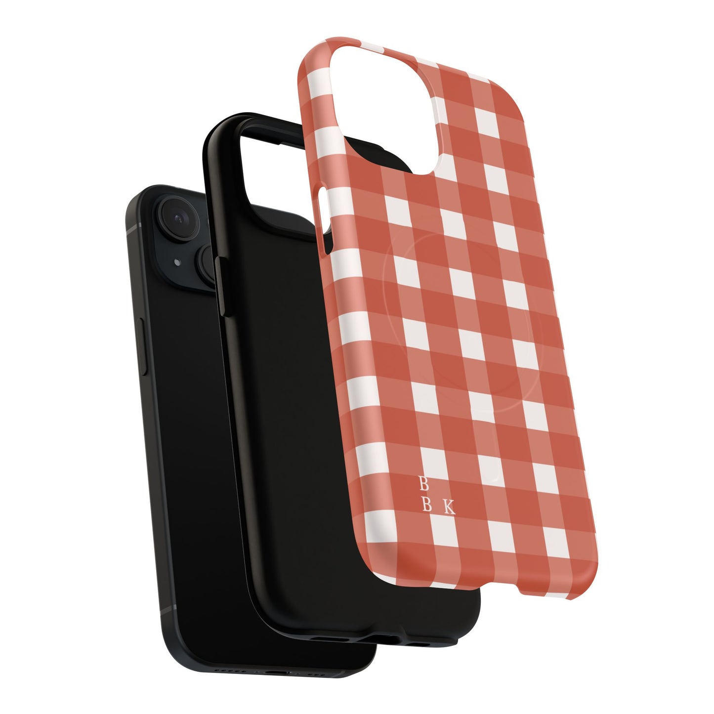 Burnt Orange Gingham Tough Magnetic Phone Case — Plaid Protective iPhone Cover