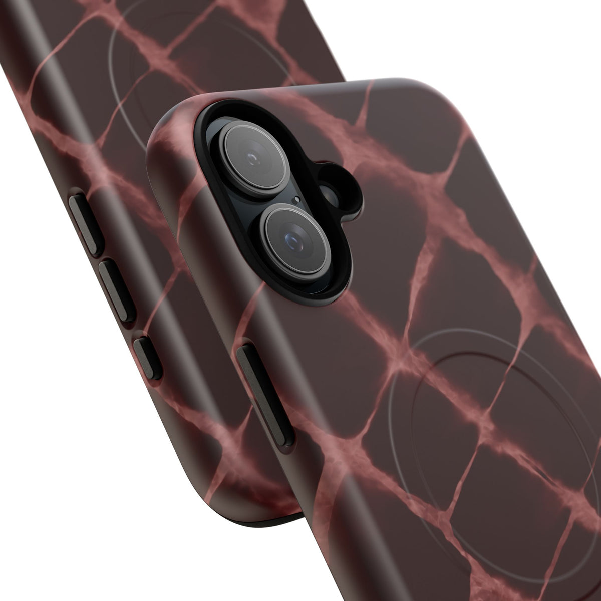 Magnetic Phone Case — Burgundy Marble Tough Protective Cover