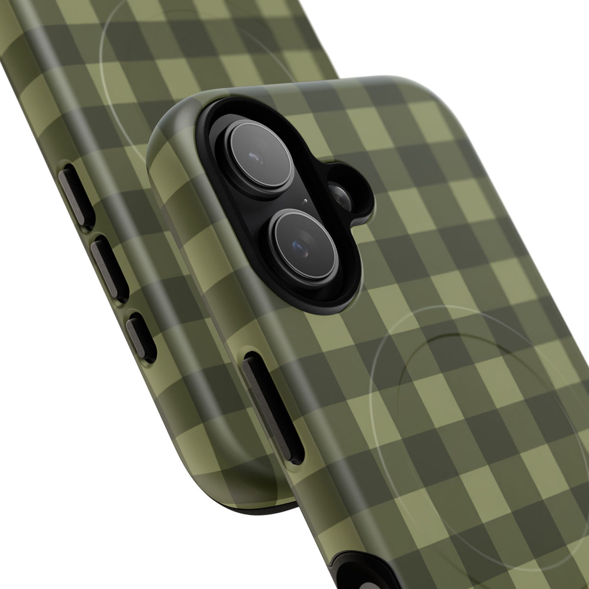 Green Buffalo Plaid Magnetic Phone Case — Tough Protective MagSafe-Compatible Case