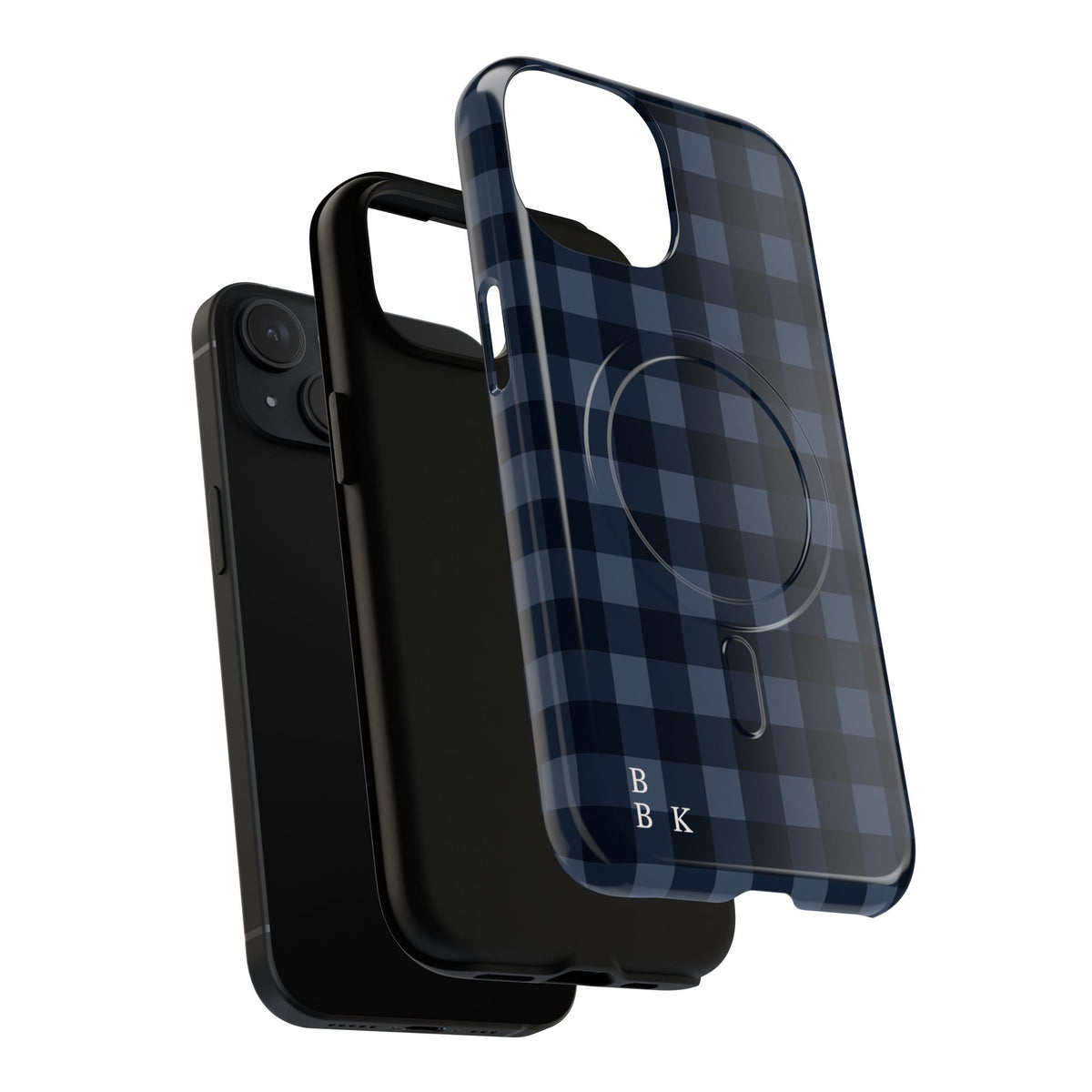 Plaid Magnetic Phone Case — Navy Buffalo Check Tough MagSafe-Compatible Case