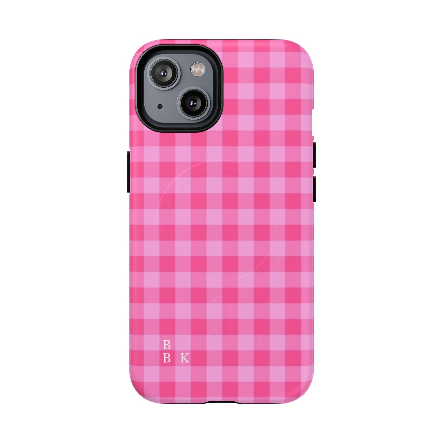 Pink Gingham Tough Magnetic Phone Case – Durable Checkered Design