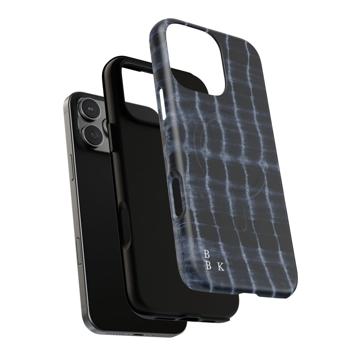 Magnetic Phone Case — Black Tie-Dye Tough Protective Cover with MagSafe