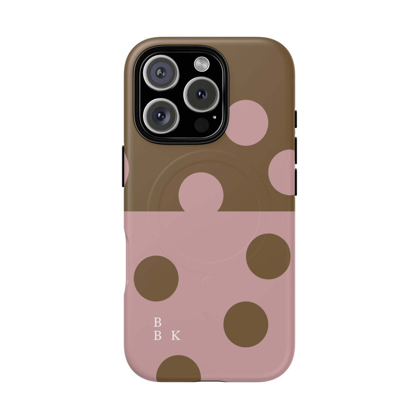 Pink + Yellow Polka Dot Magnetic Tough Case — Protective Magnetic Phone Case with 'BBK' Accent