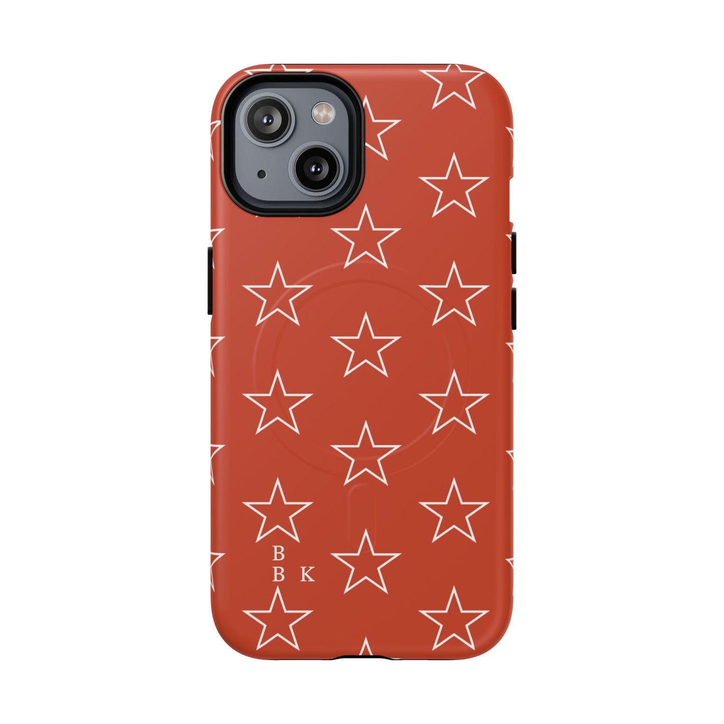 Star Pattern Tough Magnetic Phone Case — Rust Red Protective iPhone Cover
