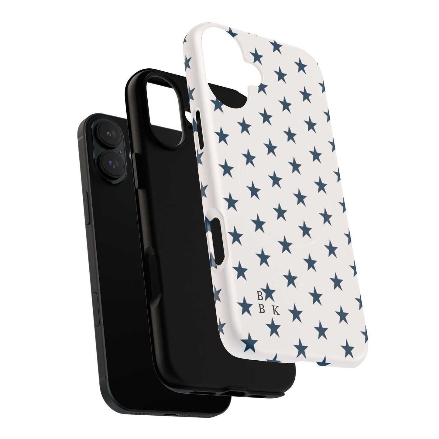 Star Pattern Tough Magnetic Phone Case — Navy Stars on White