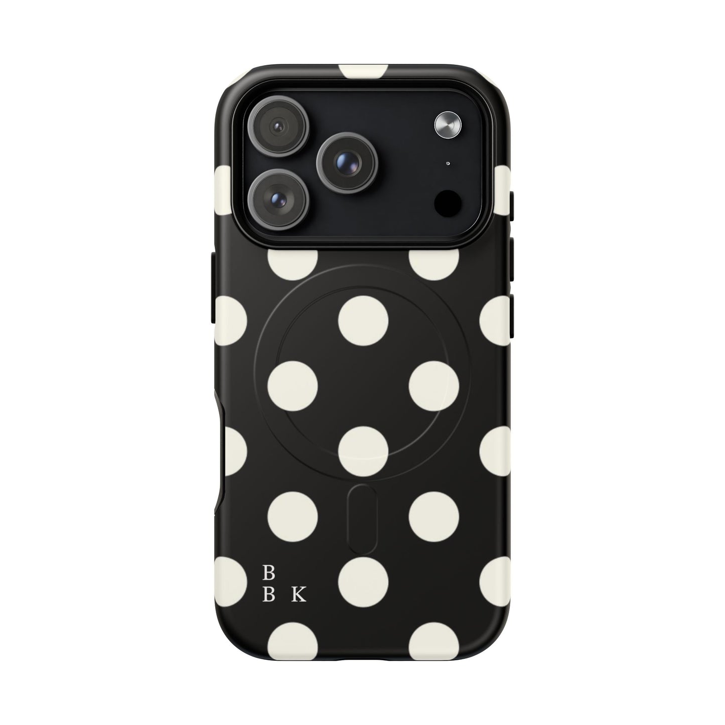 Polka Dot Tough Magnetic Phone Case — Black & White Protective MagSafe Case