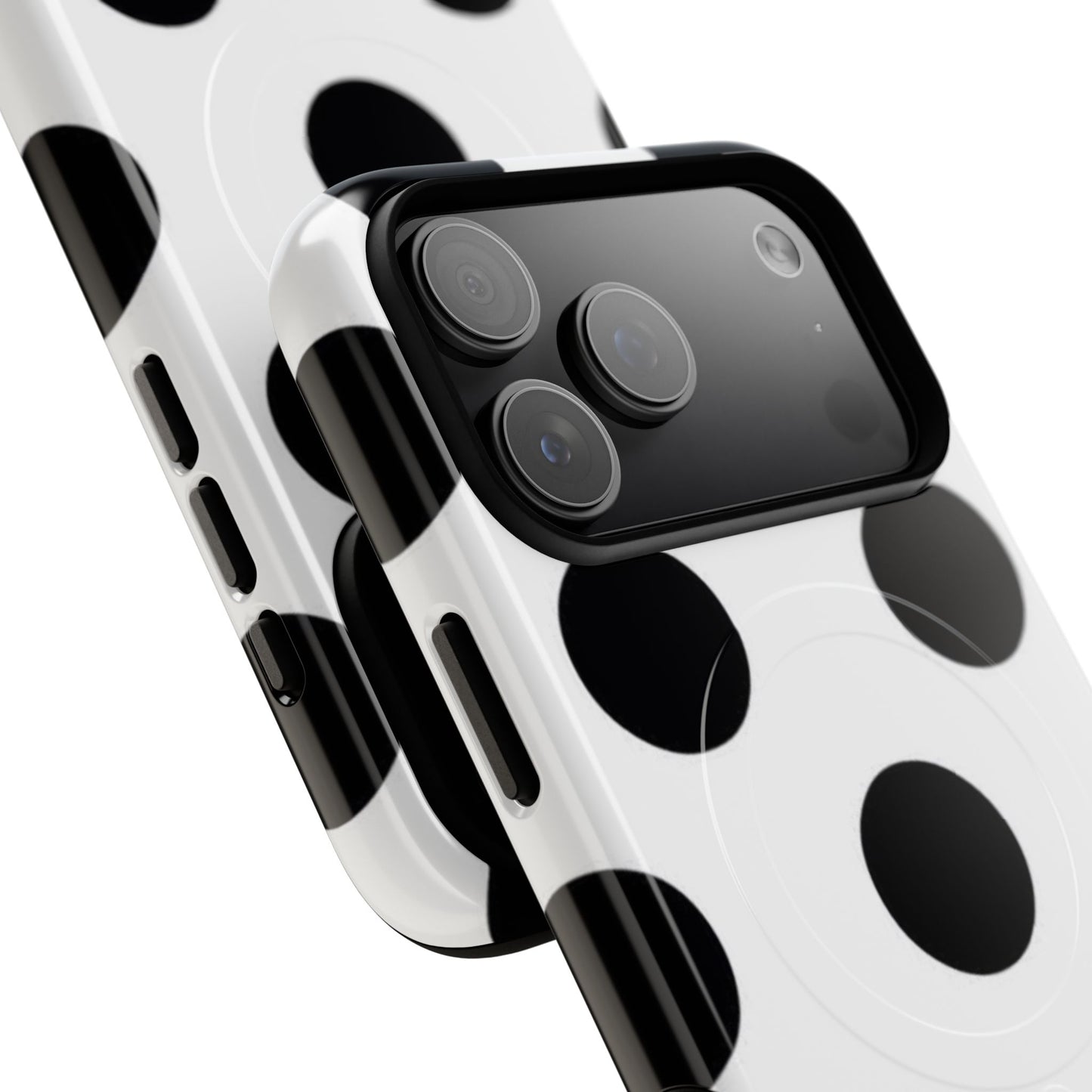Polka Dot Magnetic Phone Case — Black & White Retro Dot Tough Case