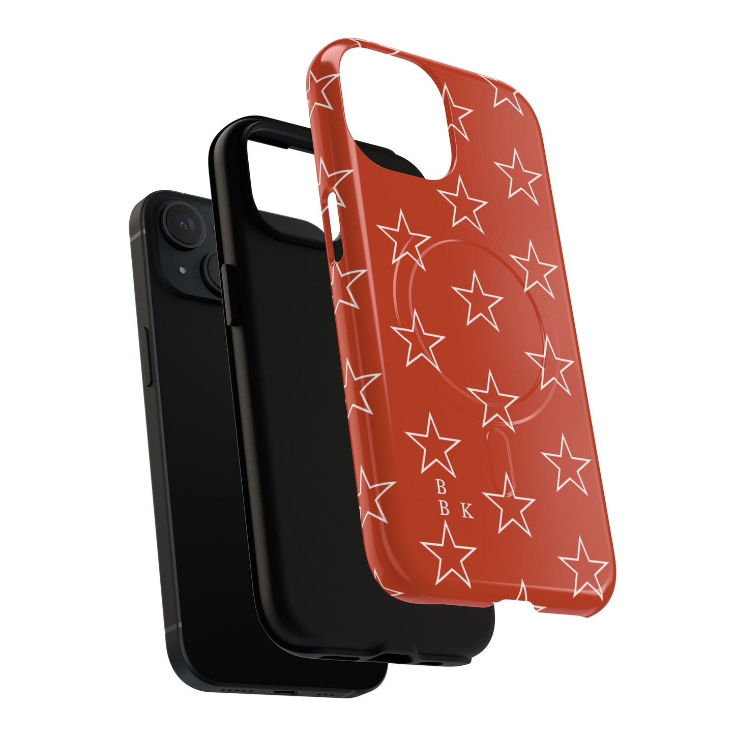 Star Pattern Tough Magnetic Phone Case — Rust Red Protective iPhone Cover