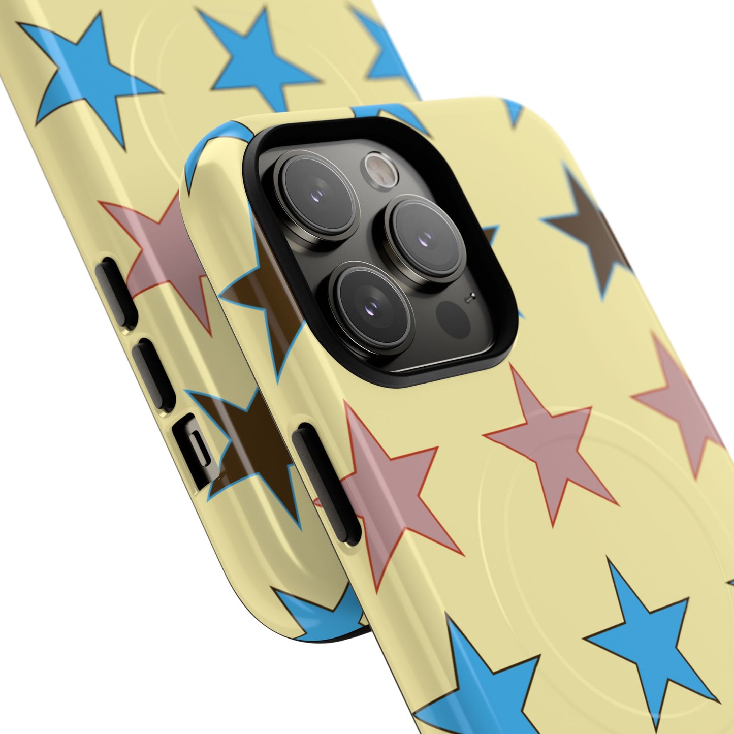 Star Pattern Tough Magnetic Phone Case — Colorful Retro Stars Protective Cover