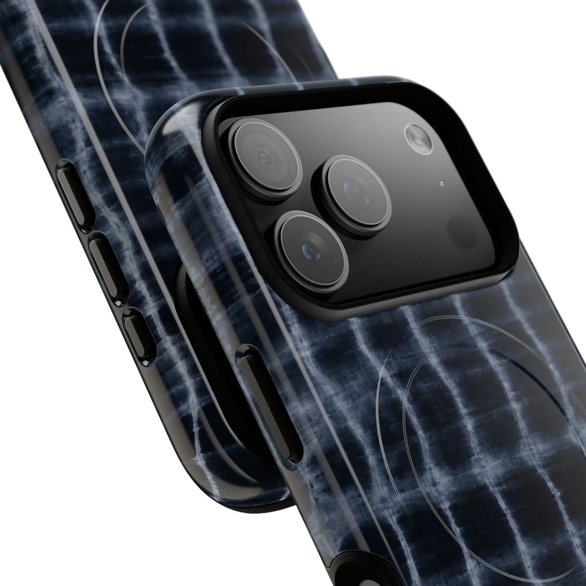 Magnetic Phone Case — Black Tie-Dye Tough Protective Cover with MagSafe