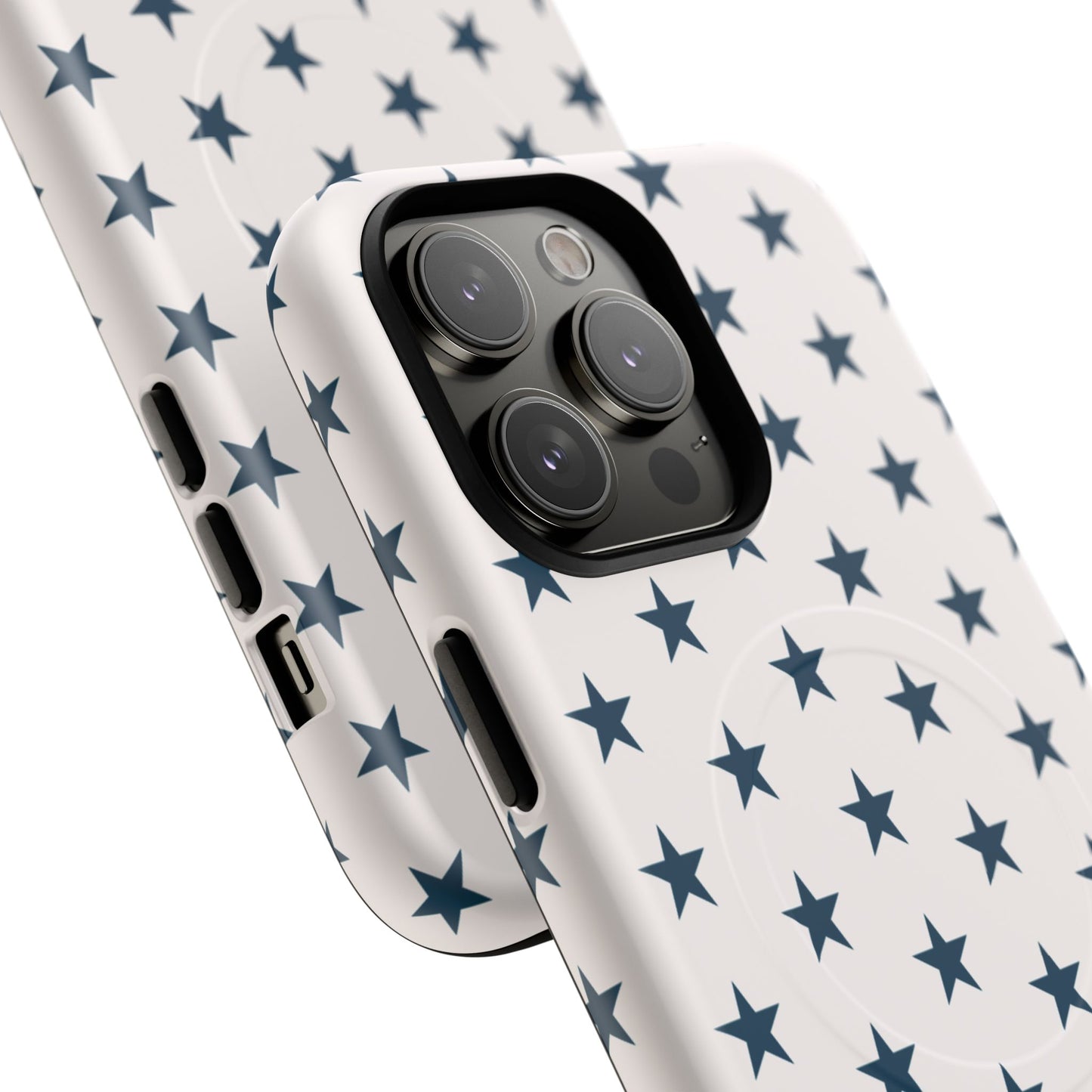 Star Pattern Tough Magnetic Phone Case — Navy Stars on White