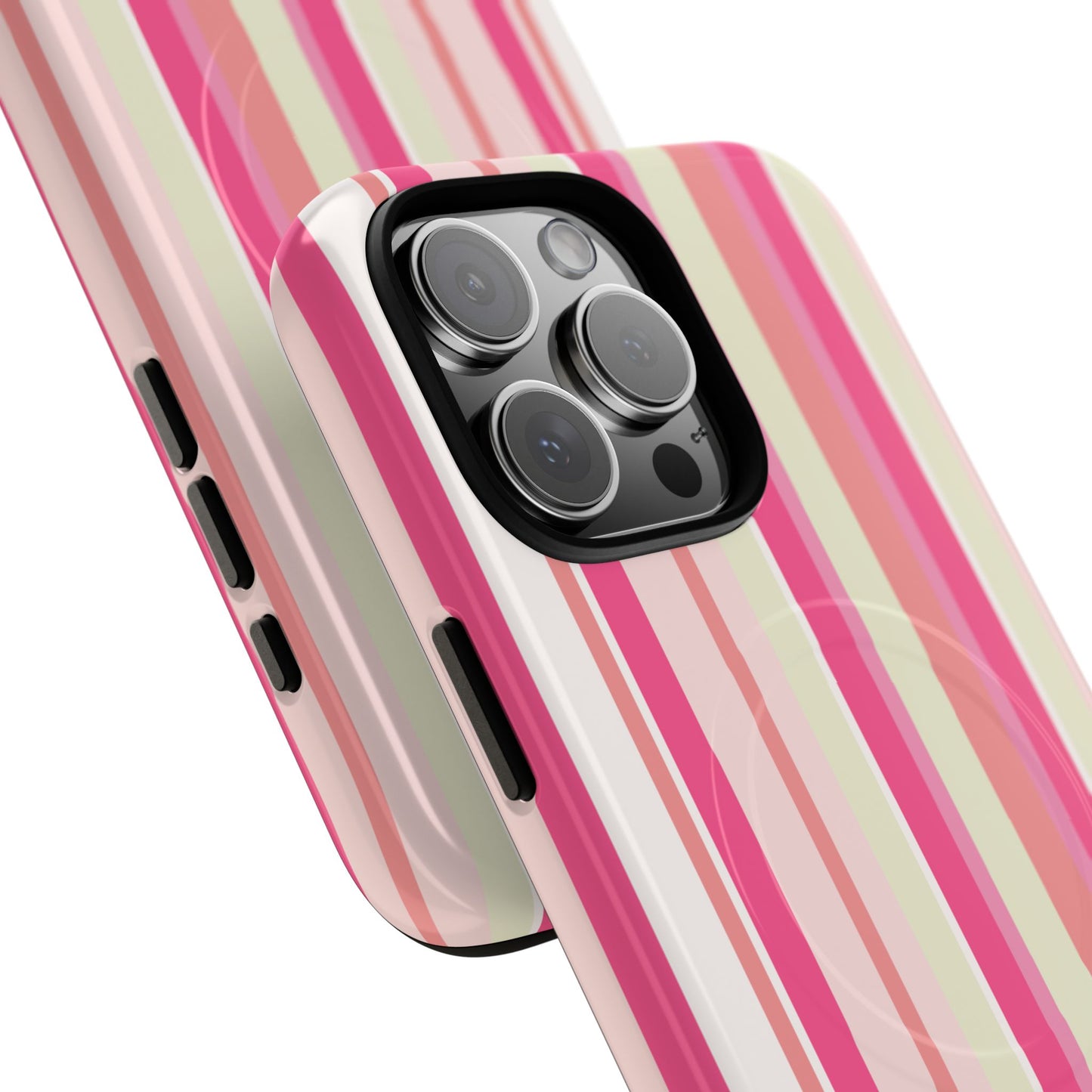 Magnetic Tough Case — Pink Striped Phone Cover (MagSafe Compatible)