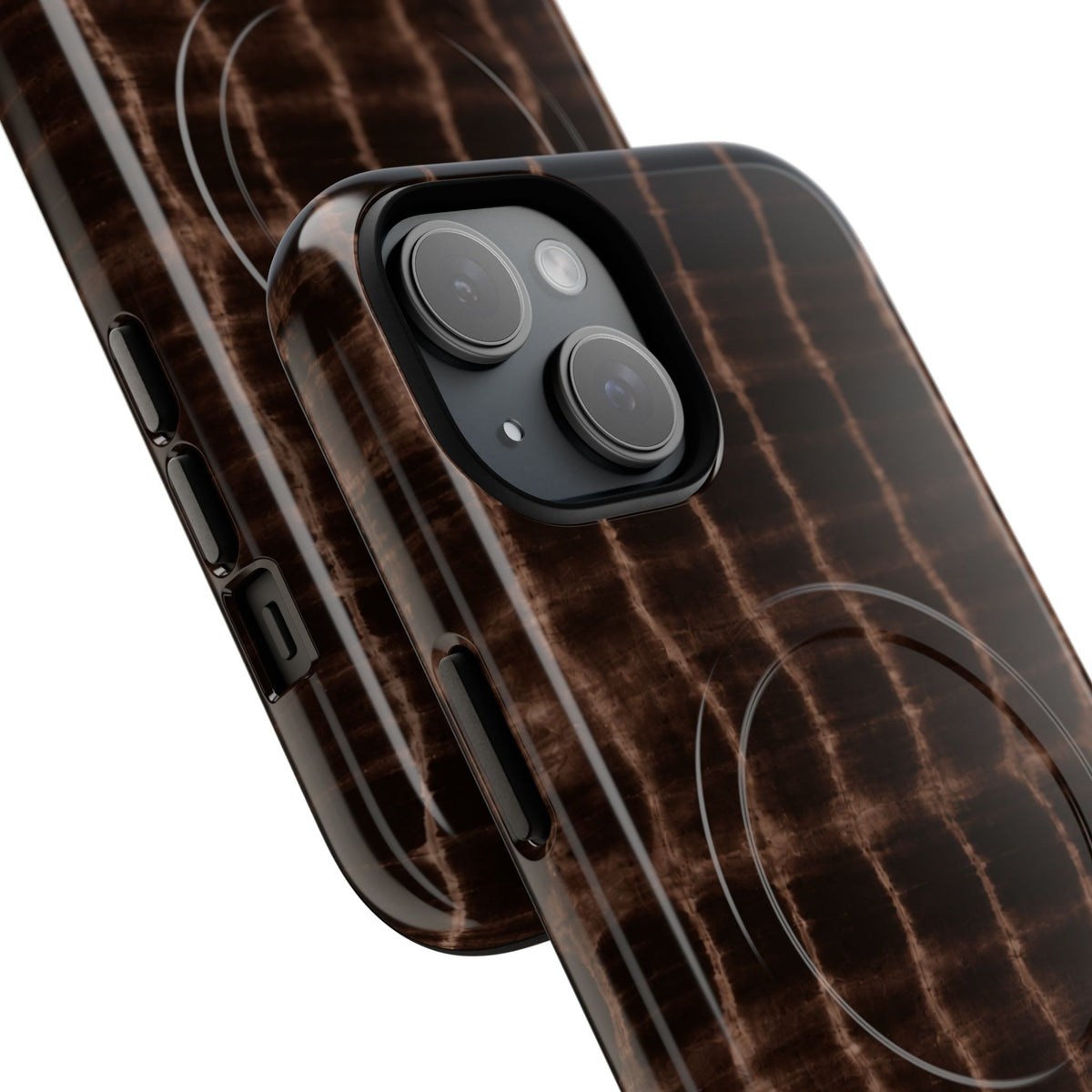 MagSafe Phone Case — Brown Croc Pattern Tough Magnetic Case