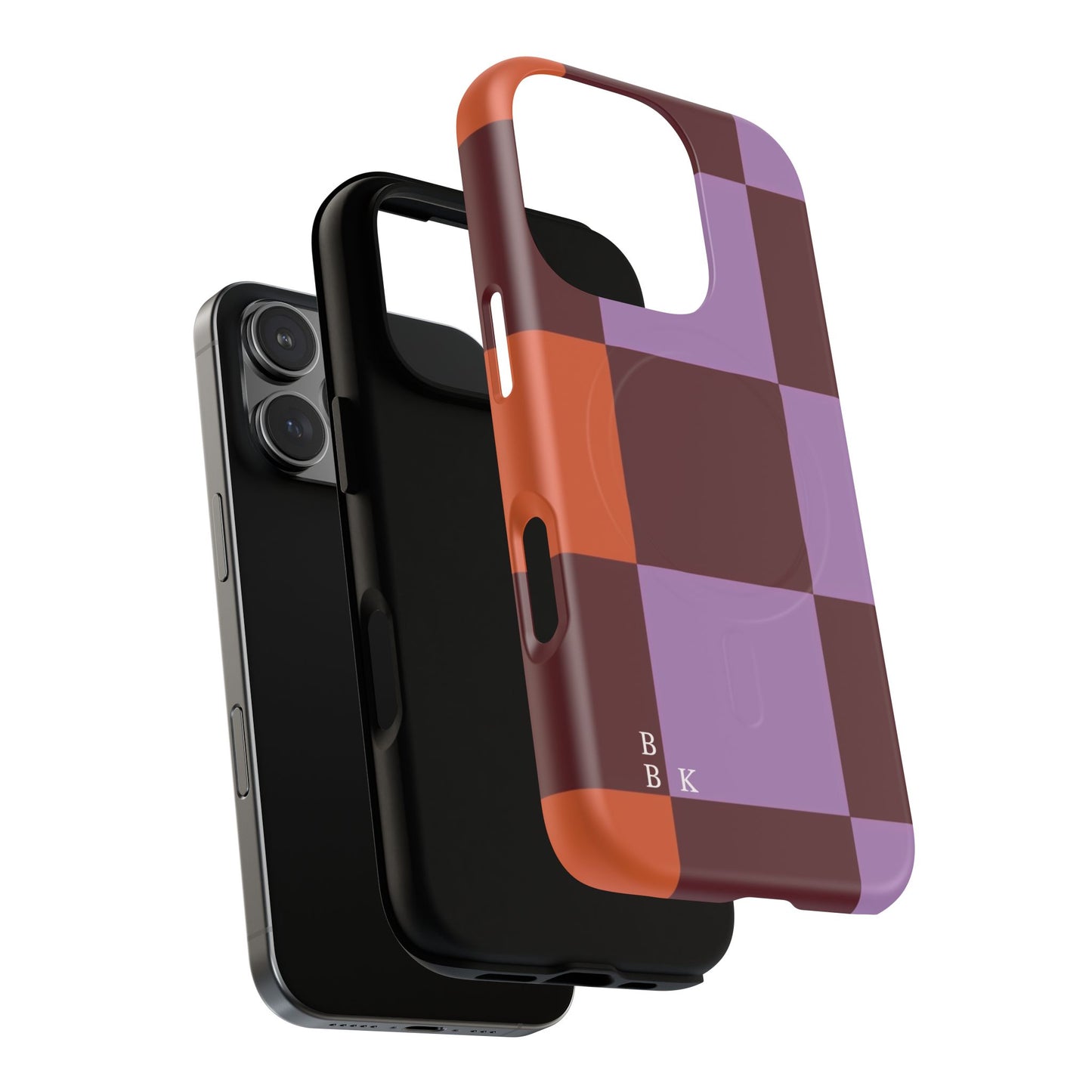 Retro Checker Magnetic Phone Case — Purple & Terracotta Geometric Protection