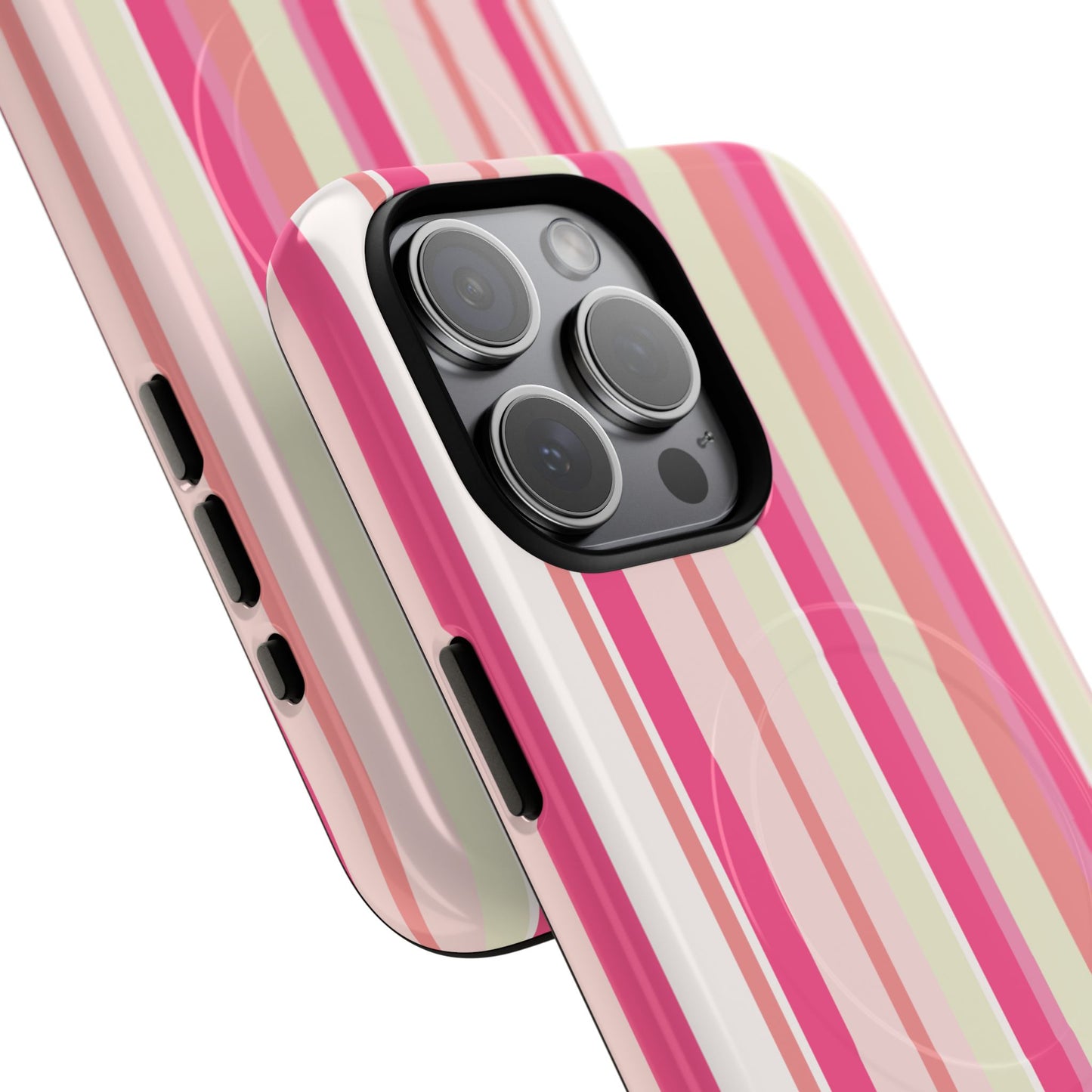 Magnetic Tough Case — Pink Striped Phone Cover (MagSafe Compatible)