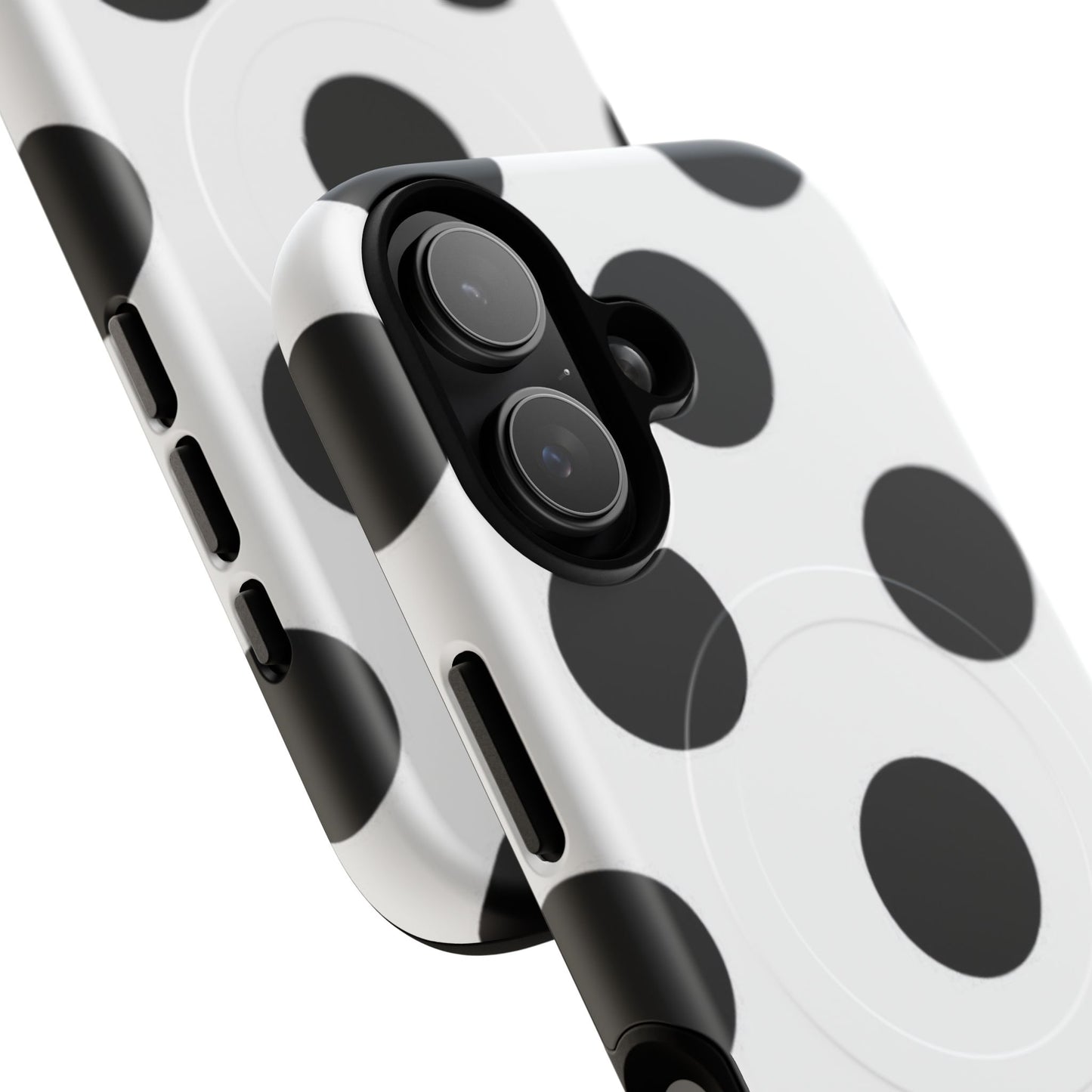 Polka Dot Magnetic Phone Case — Black & White Retro Dot Tough Case