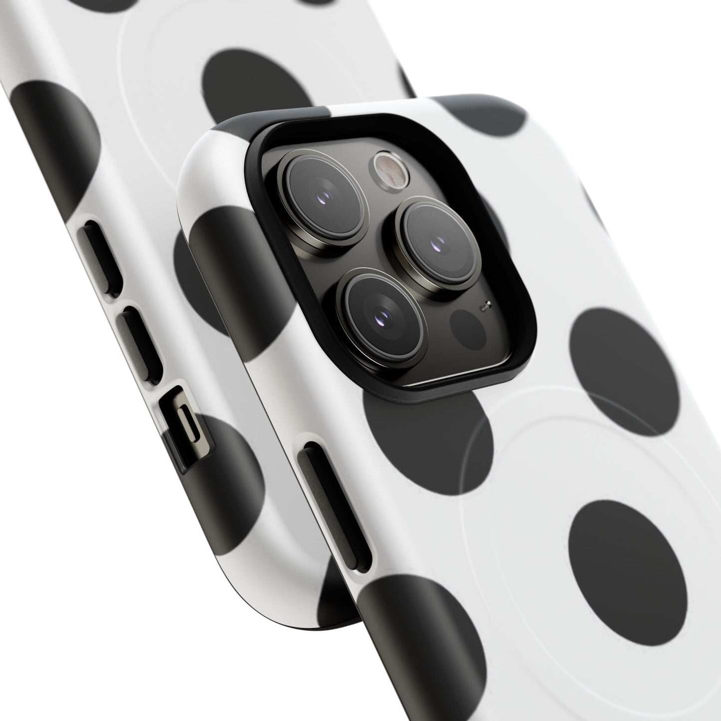 Polka Dot Magnetic Phone Case — Black & White Retro Dot Tough Case