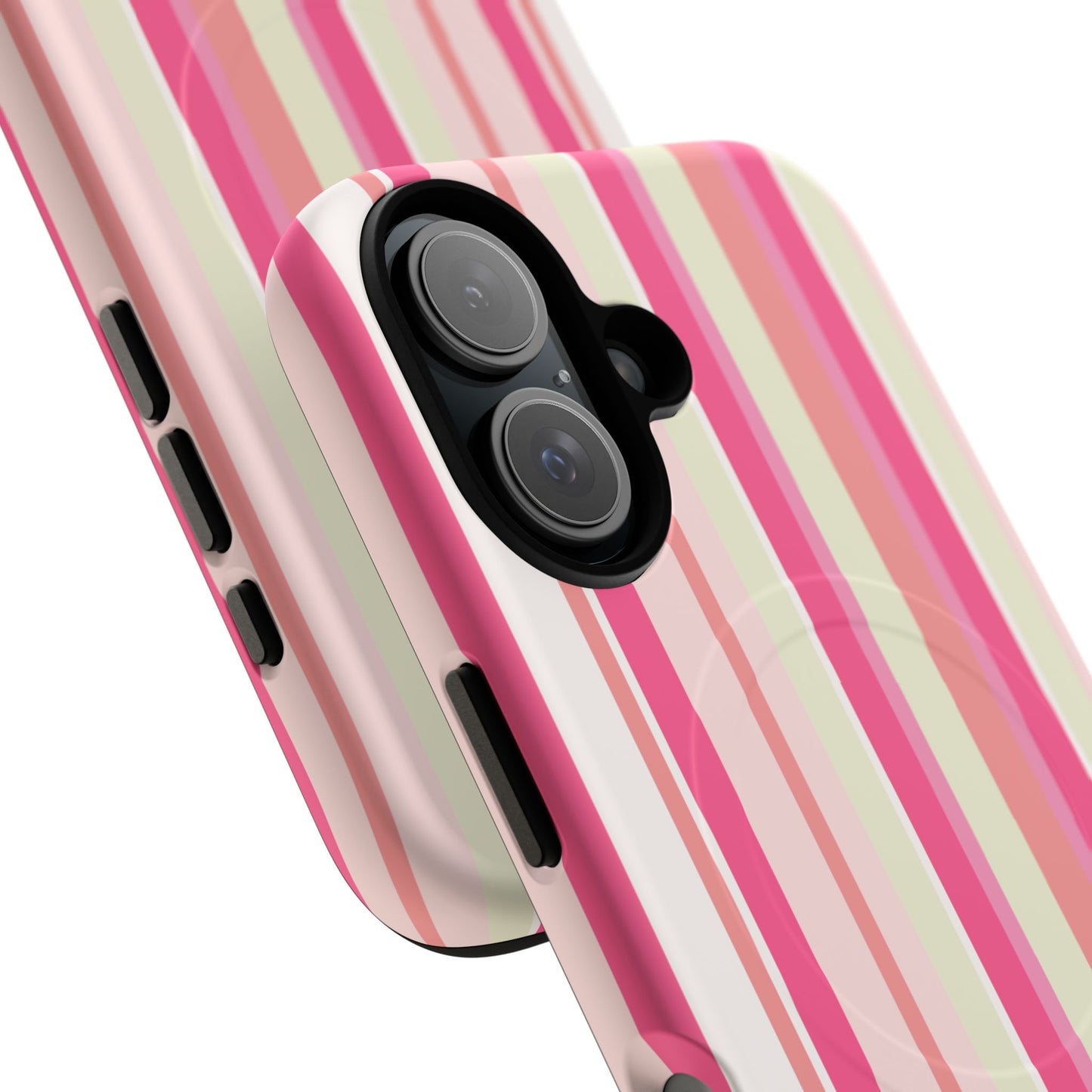 Magnetic Tough Case — Pink Striped Phone Cover (MagSafe Compatible)