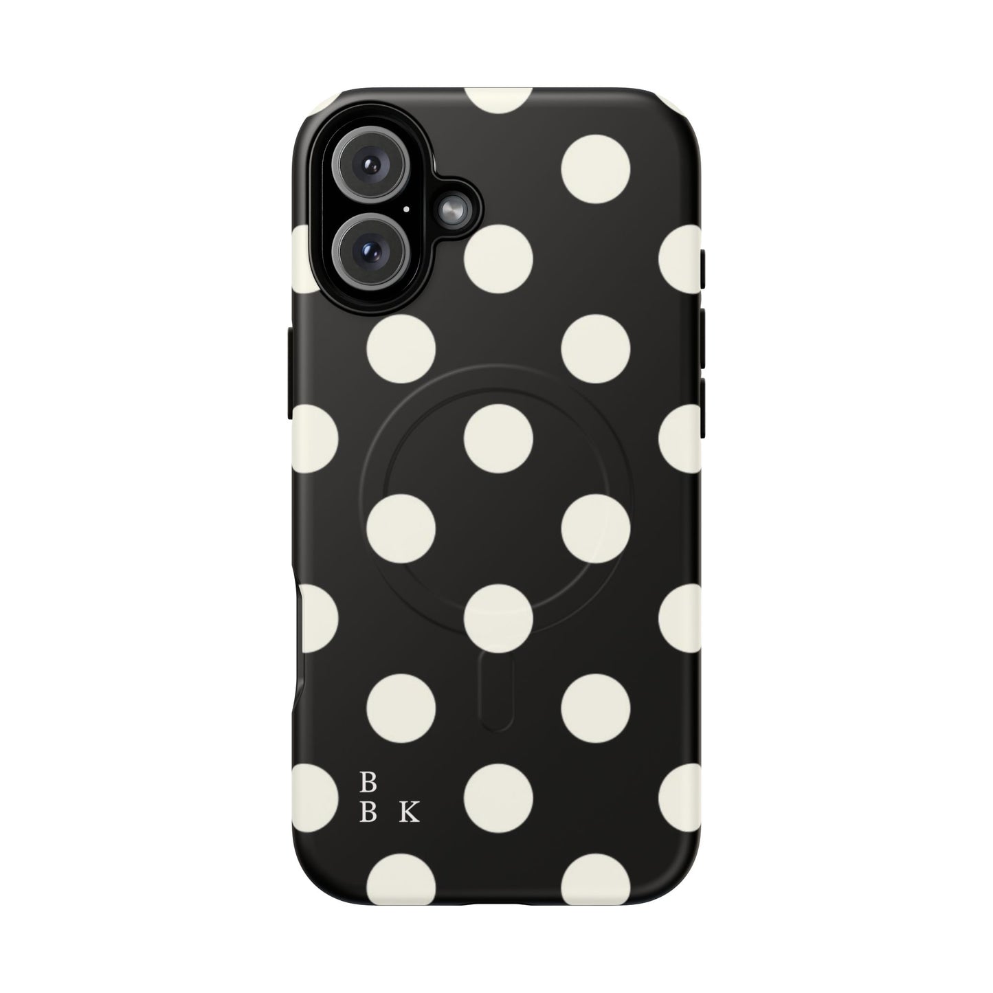 Polka Dot Tough Magnetic Phone Case — Black & White Protective MagSafe Case