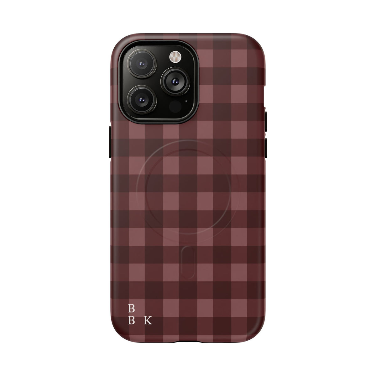 Plaid Magnetic Phone Case — Burgundy Buffalo Check Tough Protective Cover