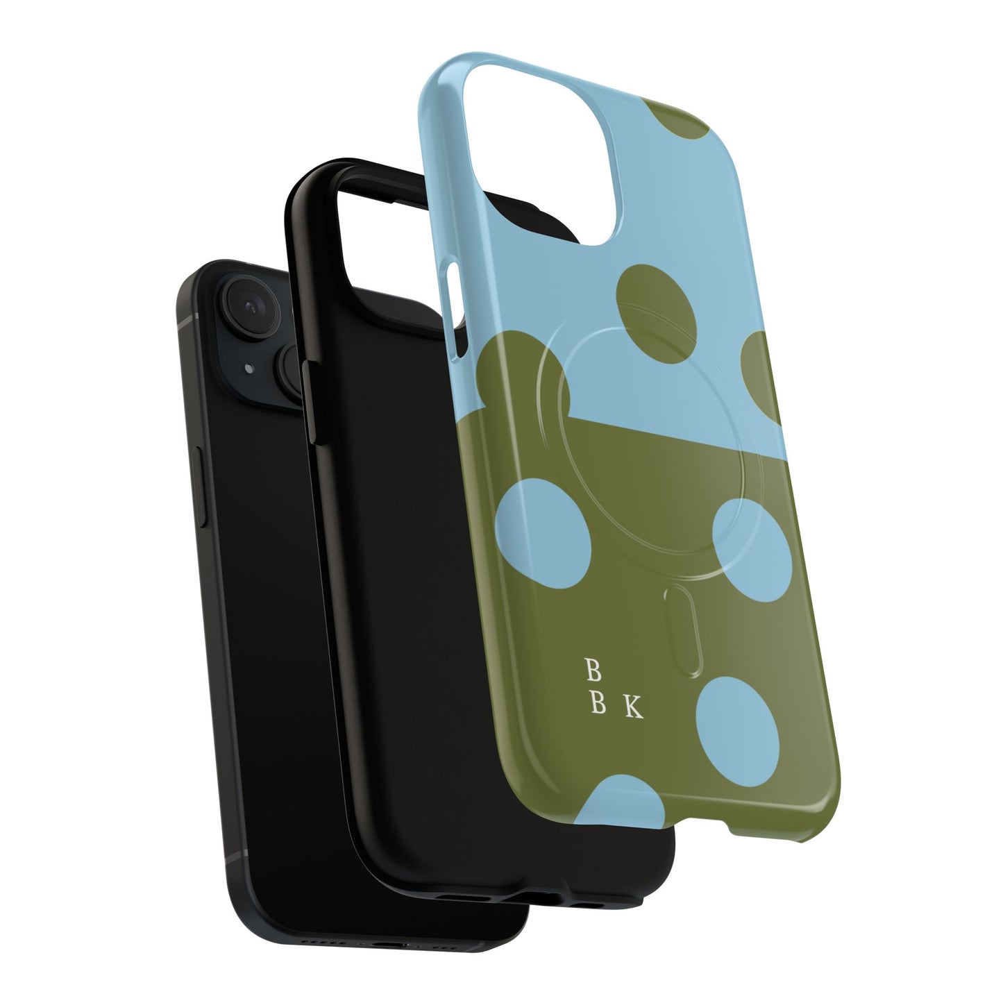 Polka Dot Magnetic Phone Case — Blue & Olive Protective Snap-On Cover