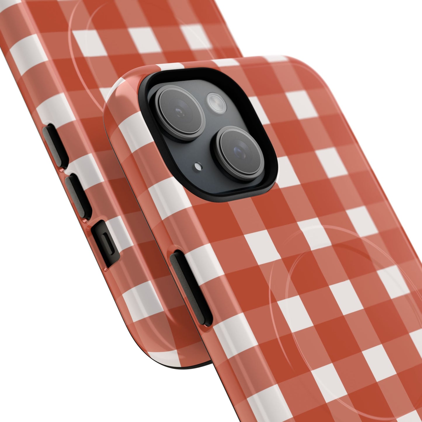 Burnt Orange Gingham Tough Magnetic Phone Case — Plaid Protective iPhone Cover