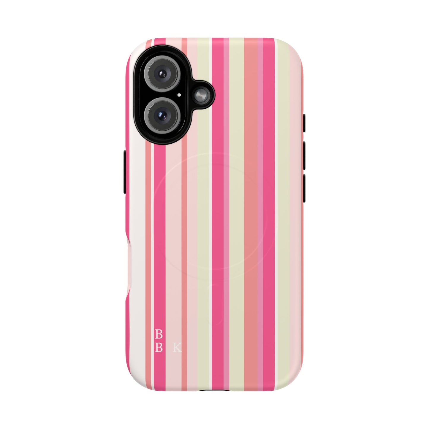 Magnetic Tough Case — Pink Striped Phone Cover (MagSafe Compatible)