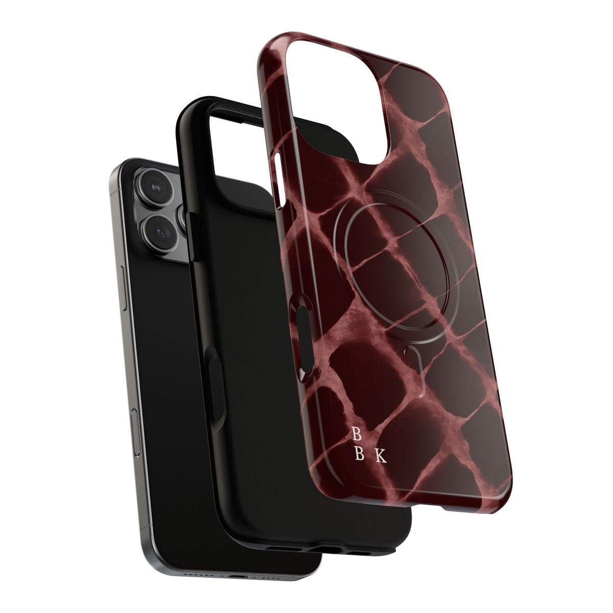 Magnetic Phone Case — Burgundy Marble Tough Protective Cover