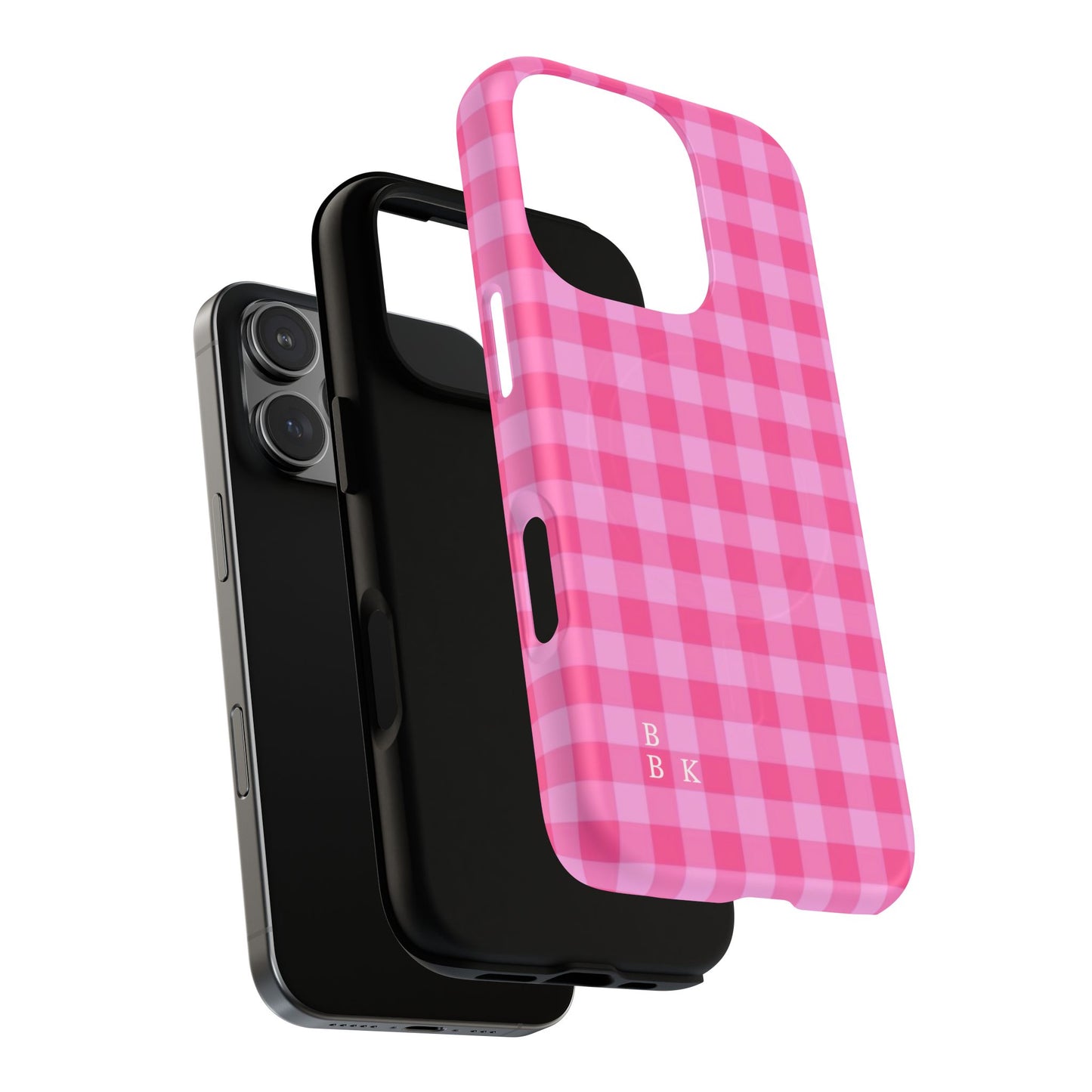 Pink Gingham Tough Magnetic Phone Case – Durable Checkered Design