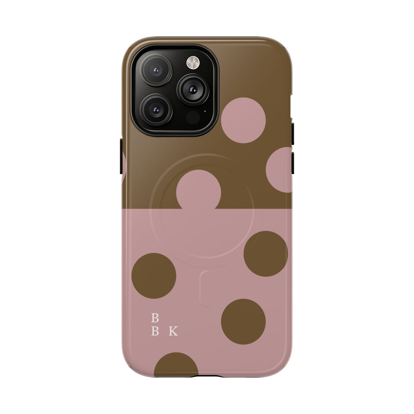 Pink + Yellow Polka Dot Magnetic Tough Case — Protective Magnetic Phone Case with 'BBK' Accent