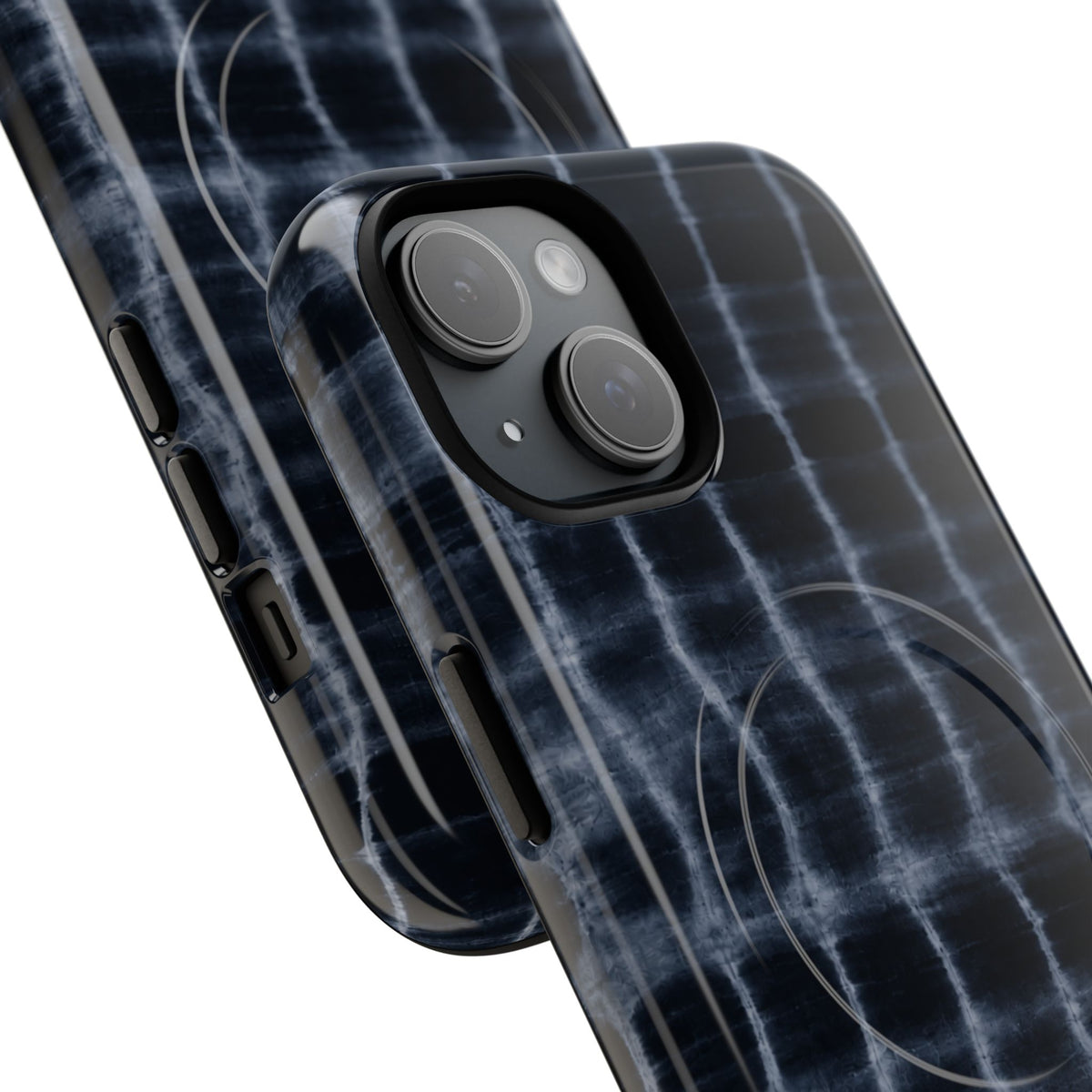 Magnetic Phone Case — Black Tie-Dye Tough Protective Cover with MagSafe