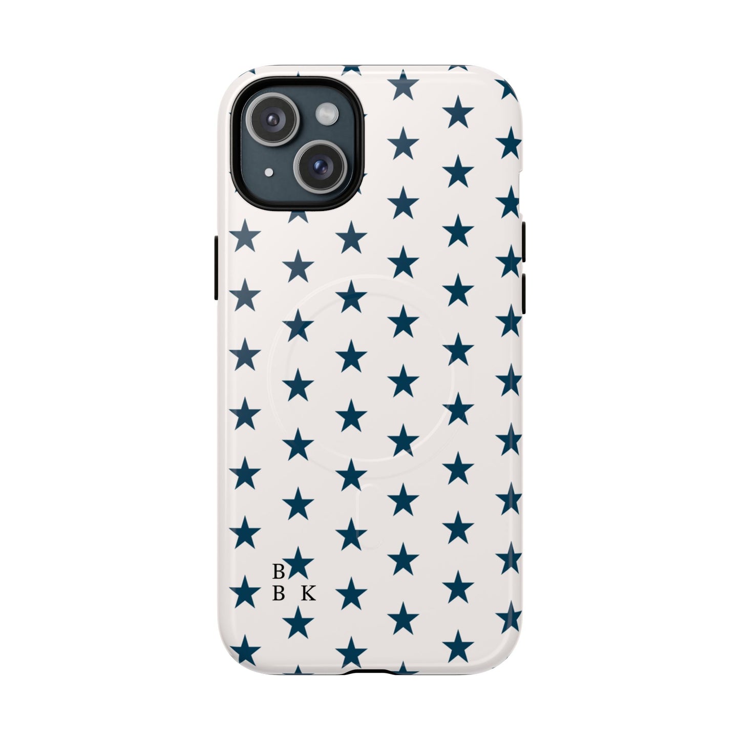 Star Pattern Tough Magnetic Phone Case — Navy Stars on White