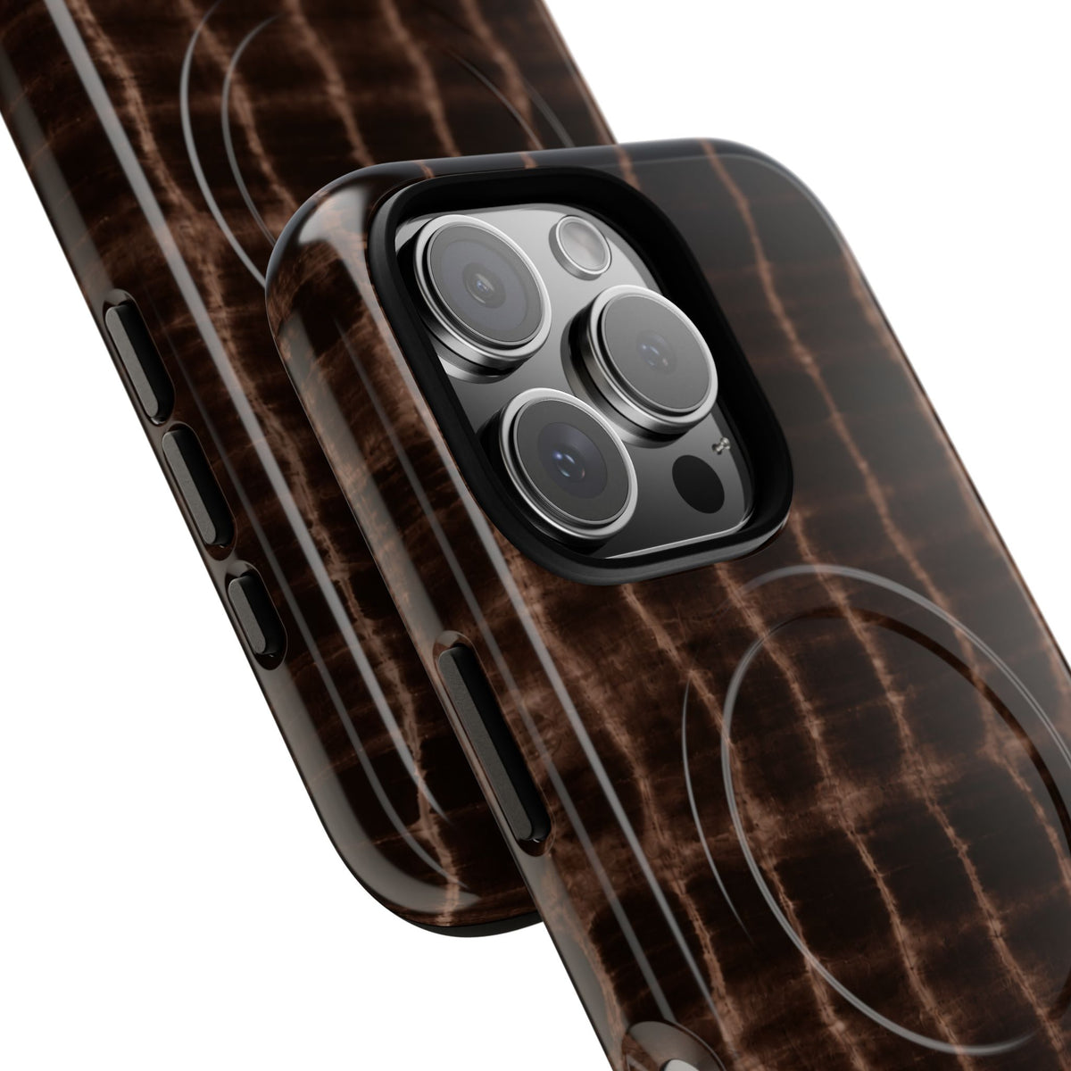 MagSafe Phone Case — Brown Croc Pattern Tough Magnetic Case