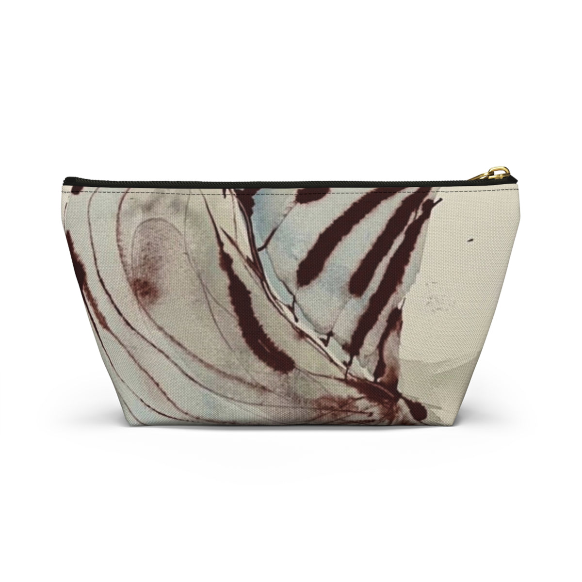 Butterfly Wing Accessory Pouch — T‑Bottom Cosmetic Bag with Monogram Initials
