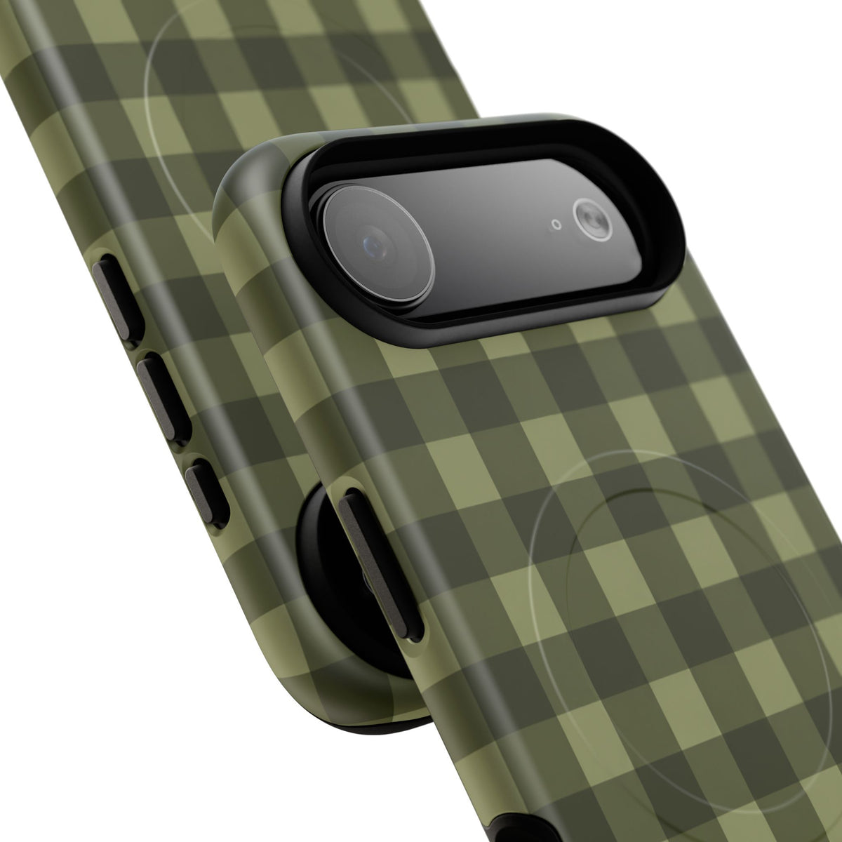 Green Buffalo Plaid Magnetic Phone Case — Tough Protective MagSafe-Compatible Case