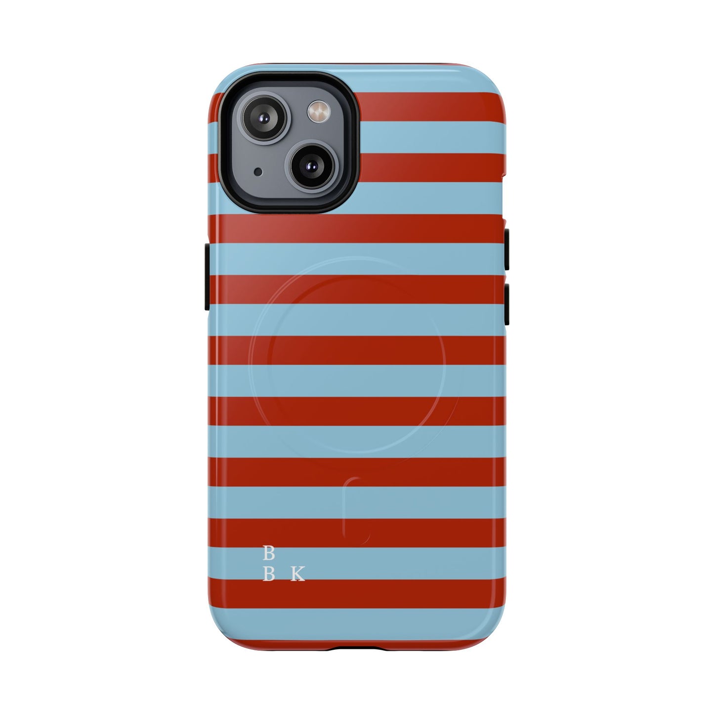 Striped Tough Magnetic Phone Case — Retro Red & Sky Blue