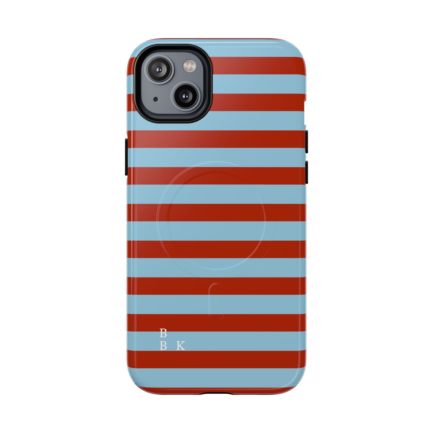 Striped Tough Magnetic Phone Case — Retro Red & Sky Blue