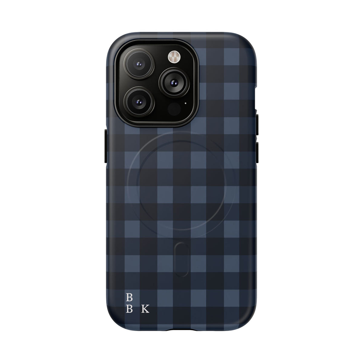 Plaid Magnetic Phone Case — Navy Buffalo Check Tough MagSafe-Compatible Case