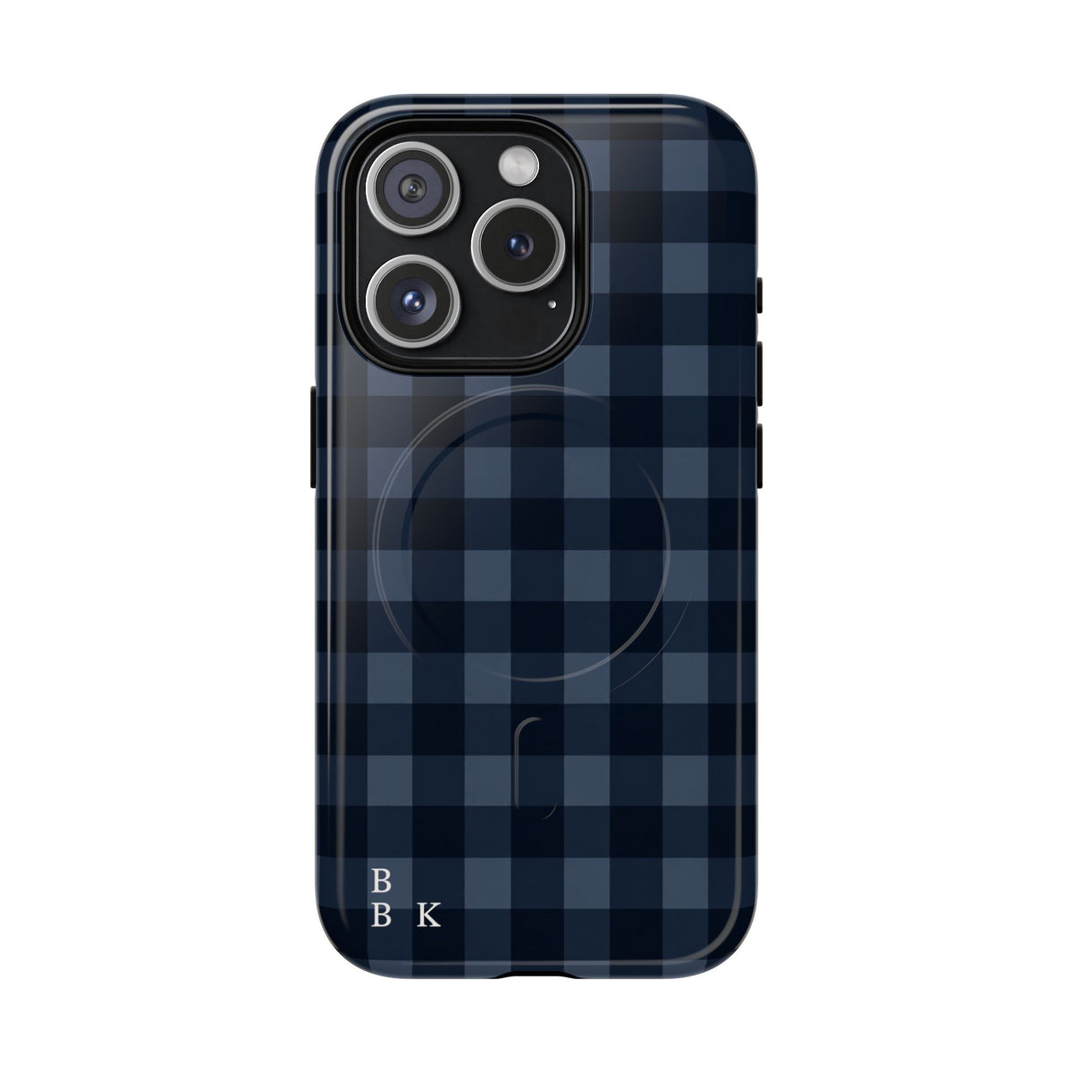 Plaid Magnetic Phone Case — Navy Buffalo Check Tough MagSafe-Compatible Case
