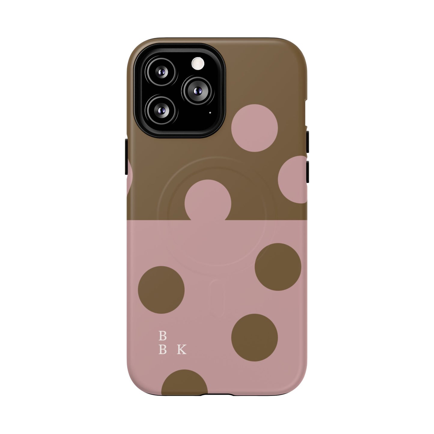 Pink + Yellow Polka Dot Magnetic Tough Case — Protective Magnetic Phone Case with 'BBK' Accent