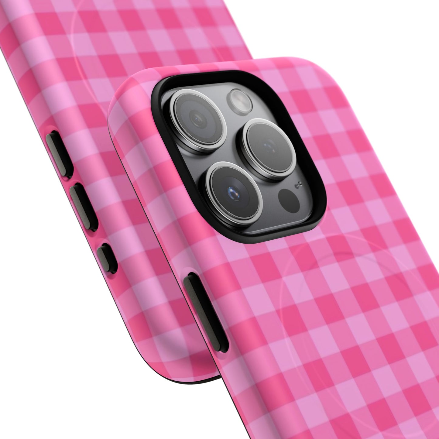 Pink Gingham Tough Magnetic Phone Case – Durable Checkered Design