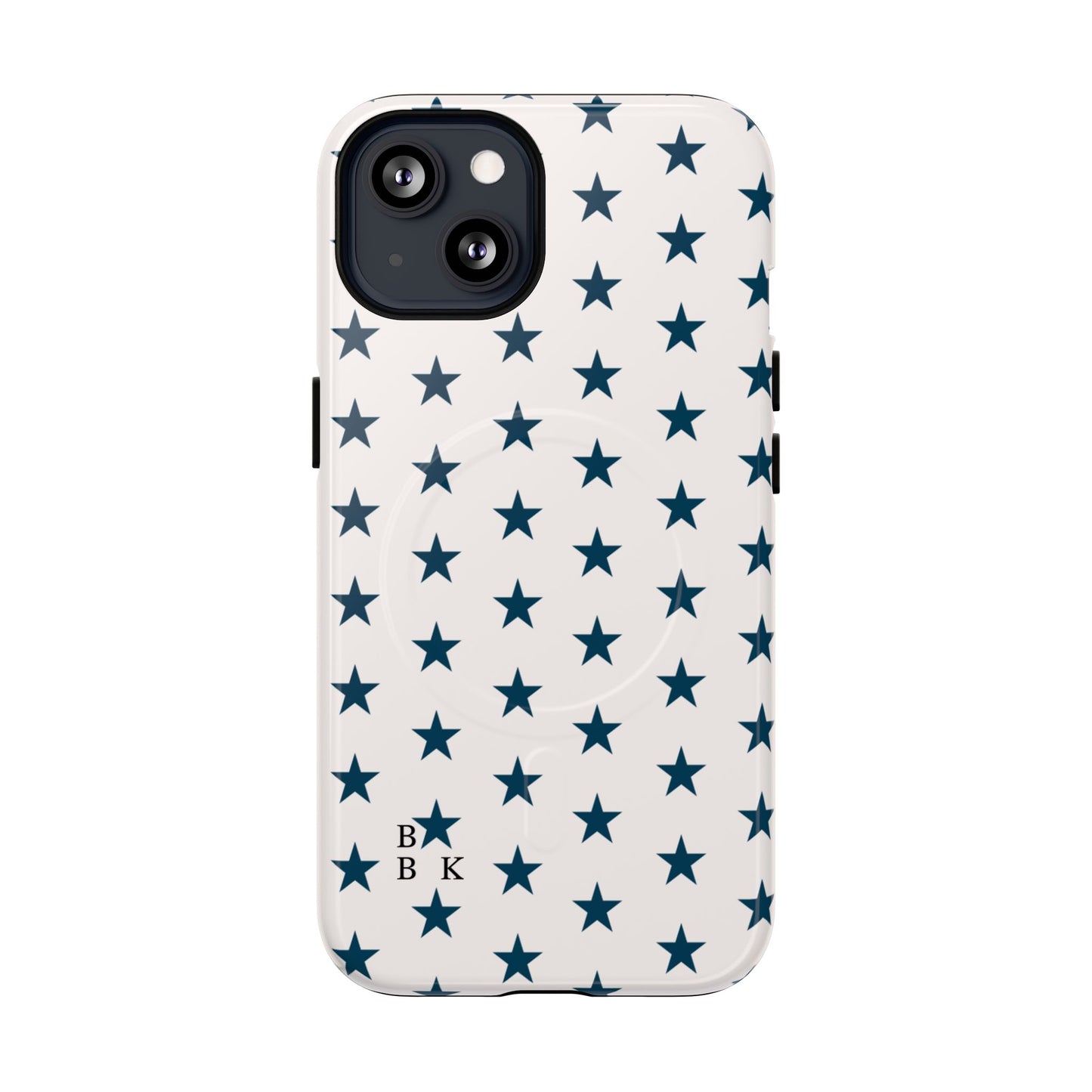 Star Pattern Tough Magnetic Phone Case — Navy Stars on White