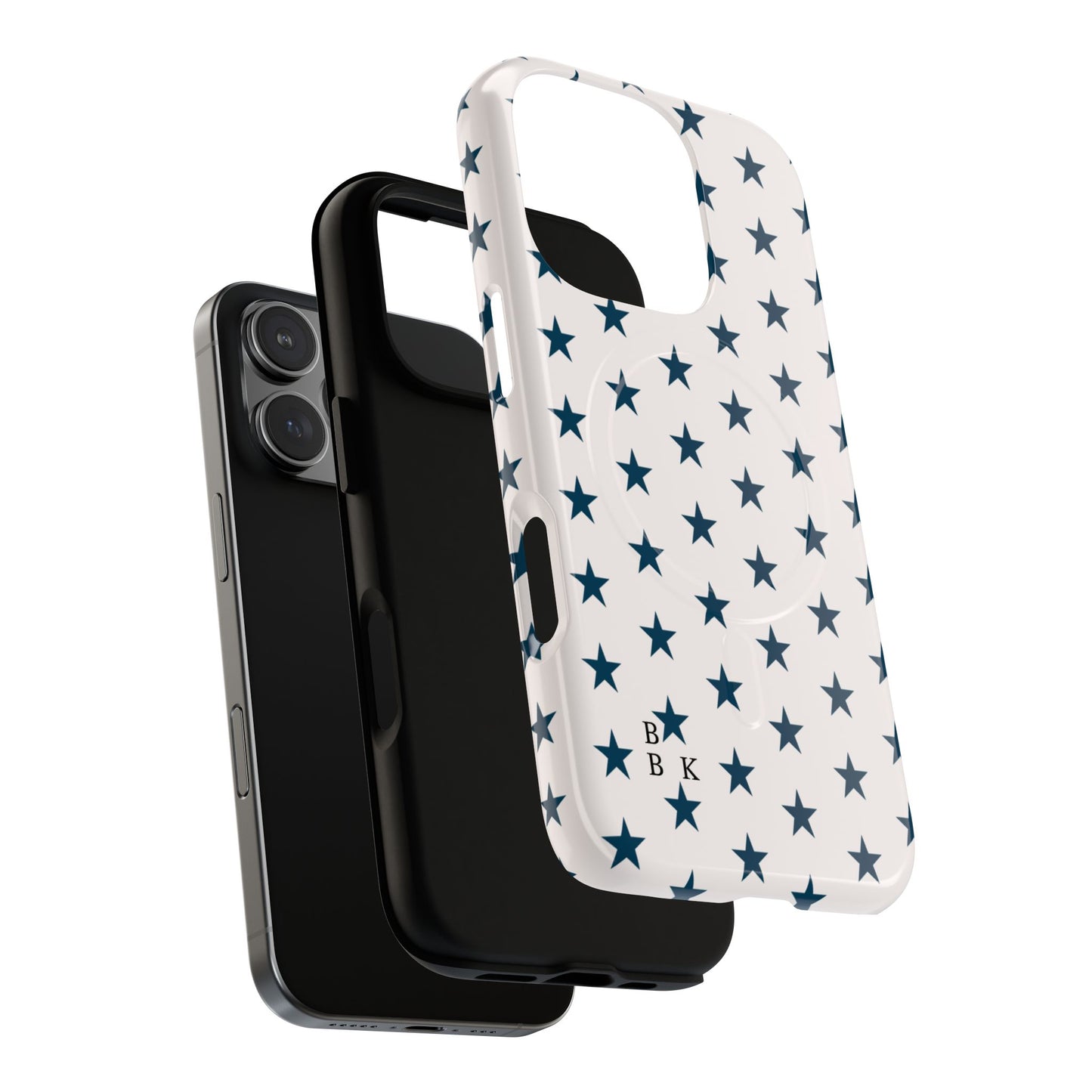 Star Pattern Tough Magnetic Phone Case — Navy Stars on White