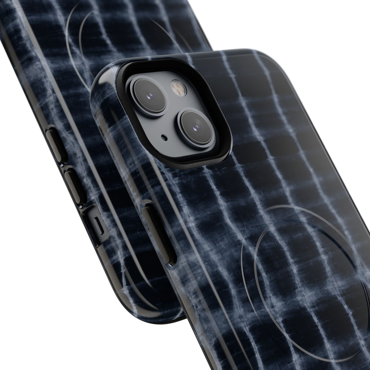 Magnetic Phone Case — Black Tie-Dye Tough Protective Cover with MagSafe