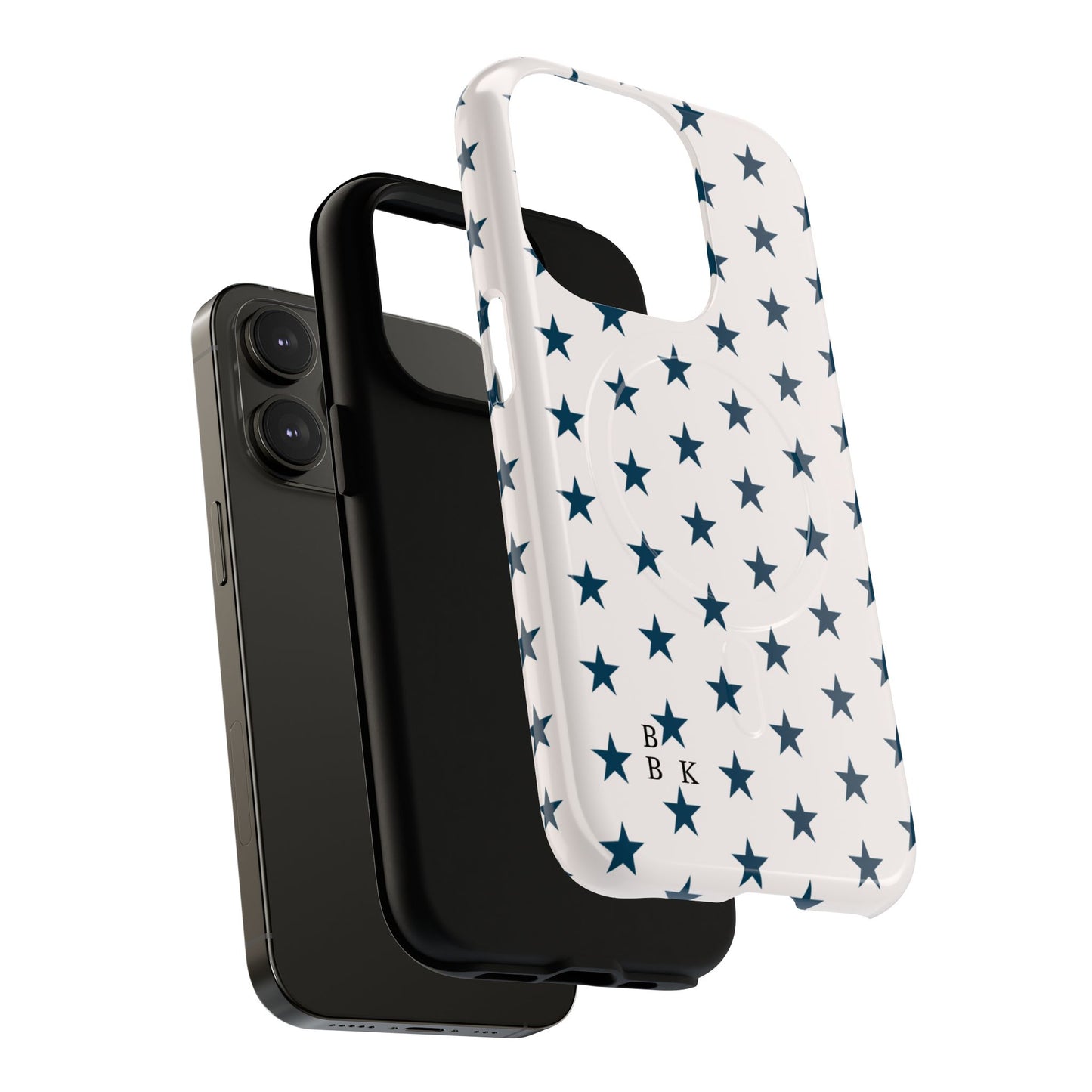 Star Pattern Tough Magnetic Phone Case — Navy Stars on White