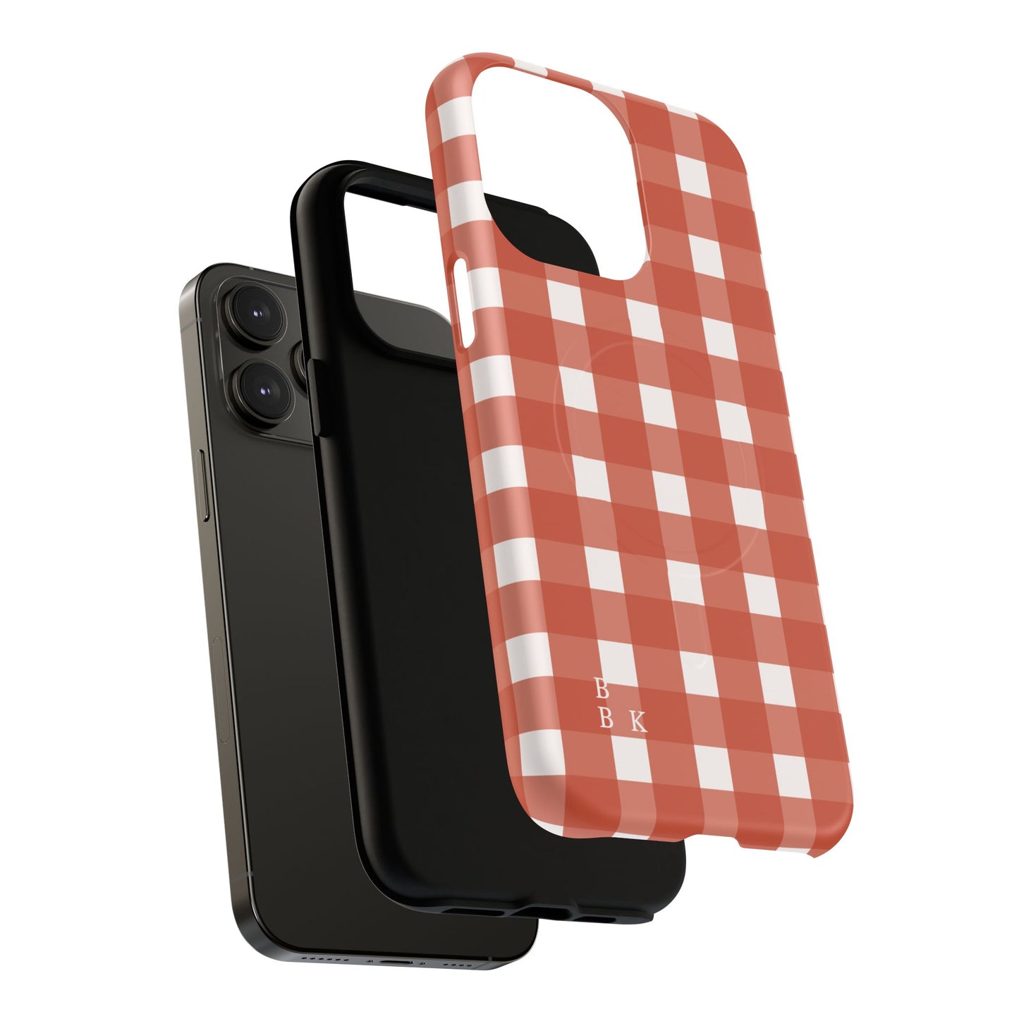 Burnt Orange Gingham Tough Magnetic Phone Case — Plaid Protective iPhone Cover