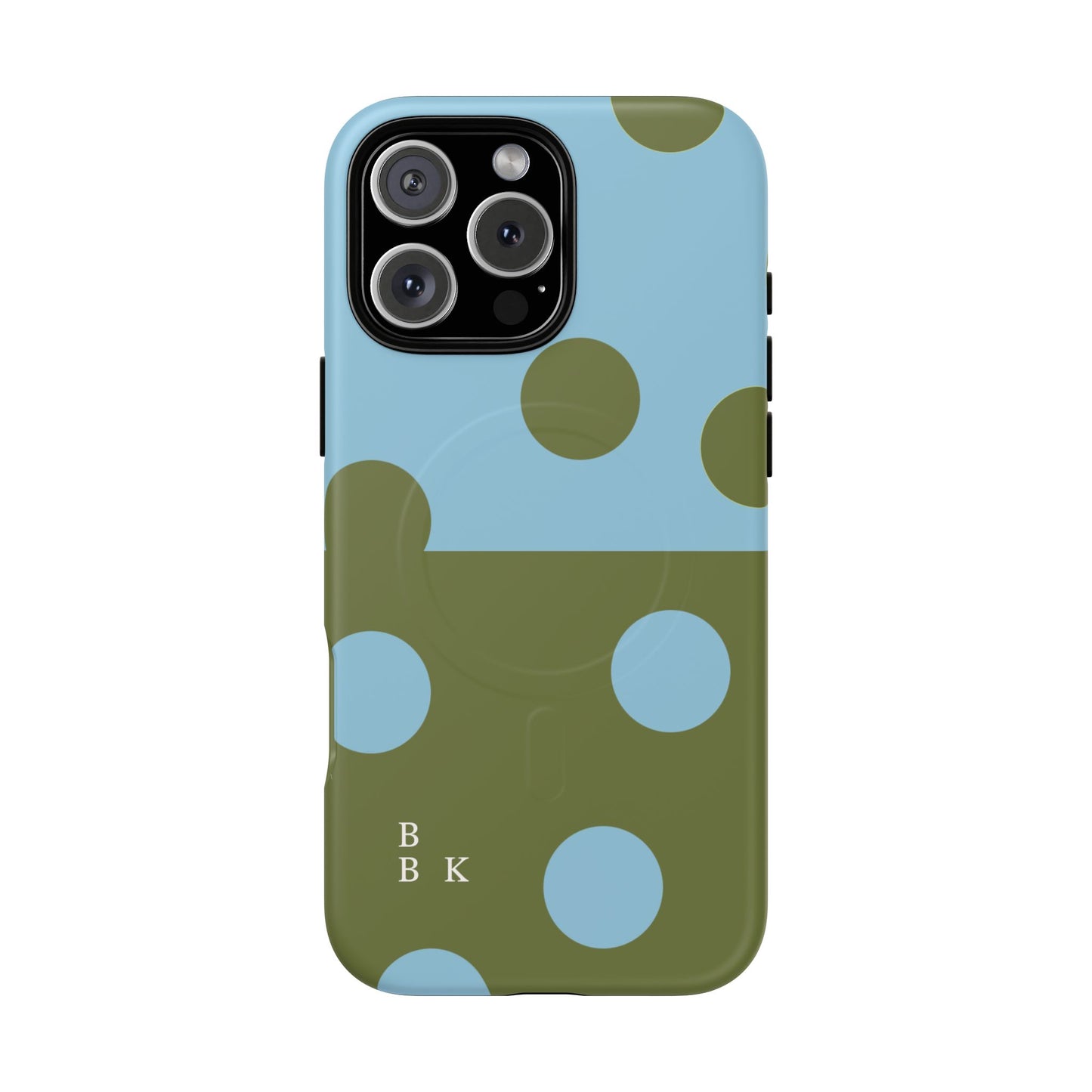 Polka Dot Magnetic Phone Case — Blue & Olive Protective Snap-On Cover